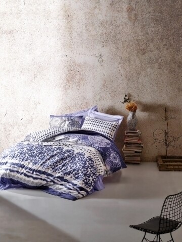 Lenjerie de pat pentru o persoana, 3 piese, 100% bumbac ranforce, Cotton Box, Lucca