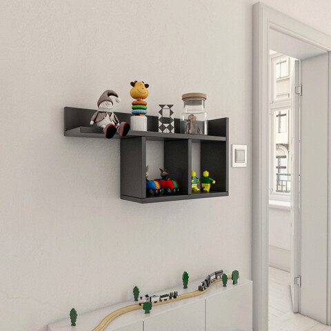 Raft de perete, Kalune Design, Room, 72x37x18 cm, PAL, Antracit