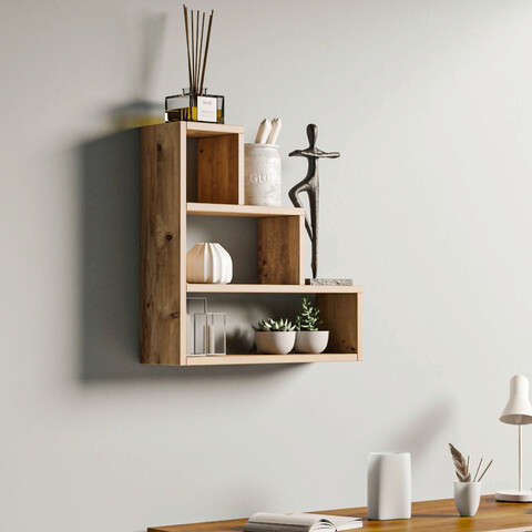 Raft de perete, Kalune Design, Piramit, 62x62x18 cm, PAL, Pin