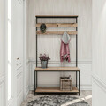 Cuier de perete, Kalune Design, Girne, 105x192x40 cm, PAL, Negru / Pin