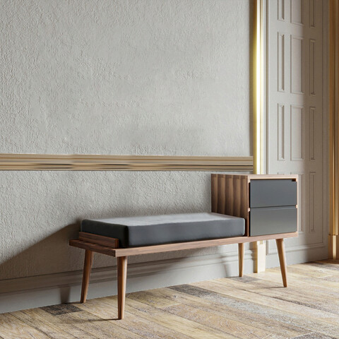 Cuier de perete, Kalune Design, Rino, 120x40x45 cm, PAL, Nuc / Antracit
