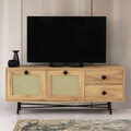 Comoda TV, Kalune Design, Hapsiyas 140, 140x60x40 cm, PAL, Stejar / Negru