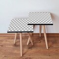 Set masute 2 piese, Hanah Home, 2Shp10, Alb/Negru