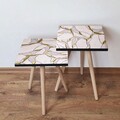 Set masute 2 piese, Hanah Home, 2Shp107, Roz / Auriu / Gri