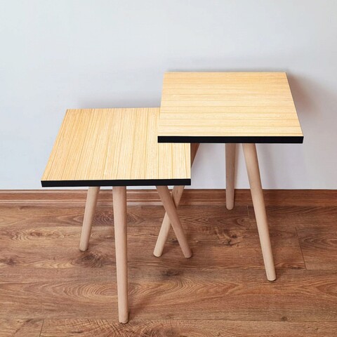 Set masute 2 piese, Hanah Home, 2Shp118, Crem