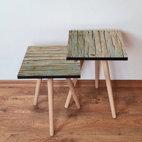 Set masute 2 piese, Hanah Home, 2Shp125, Verde/Maro