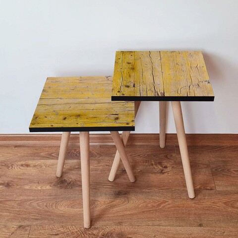 Set masute 2 piese, Hanah Home, 2Shp127, Muștar / Maro