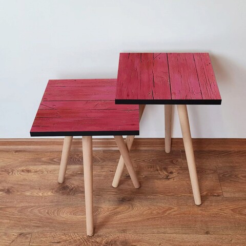 Set masute 2 piese, Hanah Home, 2Shp128, Roz