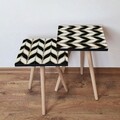 Set masute 2 piese, Hanah Home, 2Shp130, Alb / Negru / Auriu