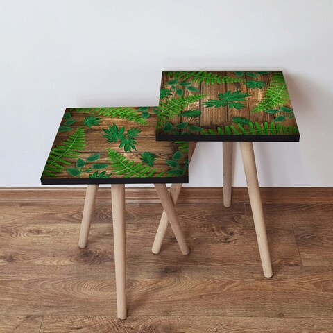 Set masute 2 piese, Hanah Home, 2Shp14, Verde/Maro