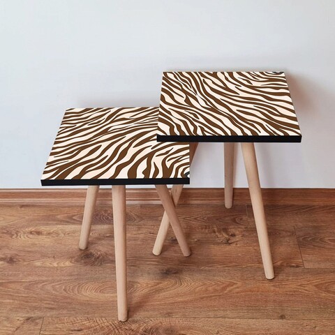 Set masute 2 piese, Leona, 2Shp150, MDF , Maro/Alb