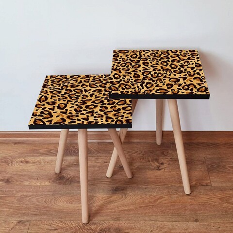 Set masute 2 piese, Leona, 2Shp151, MDF , Camel / Maro / Negru