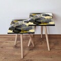 Set masute 2 piese, Leona, 2Shp162, MDF , Negru / Auriu / Bej / Gri