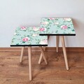 Set masute 2 piese, Leona, 2Shp167, MDF , Verde / Roz / Alb