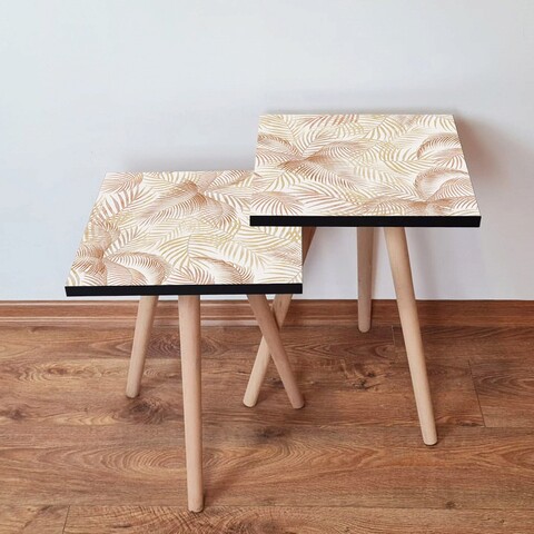 Set masute 2 piese, Leona, 2Shp173, MDF , Bej/Alb