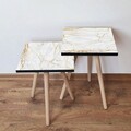 Set masute 2 piese, Leona, 2Shp183, MDF , Alb/Auriu
