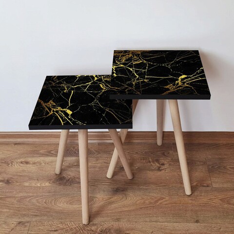 Set masute 2 piese, Leona, 2Shp185, MDF , Negru