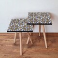 Set masute 2 piese, Leona, 2Shp24, MDF , Bleumarin / Galben / Albastru / Alb