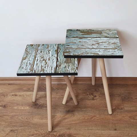 Set masute 2 piese, Leona, 2Shp257, MDF , Verde/Maro