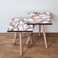 Set masute 2 piese, Leona, 2Shp262, MDF , Maro / Alb / Auriu