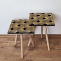 Set masute 2 piese, Leona, 2Shp266, MDF , Aur/Negru
