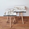 Set masute 2 piese, Leona, 2Shp3, MDF , Alb/Maro