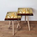 Set masute 2 piese, Leona, 2Shp308, MDF , Crem / Roșu / Bej / Maro