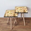 Set masute 2 piese, Leona, 2Shp309, MDF , Crem / Maro / Verde / Roșu