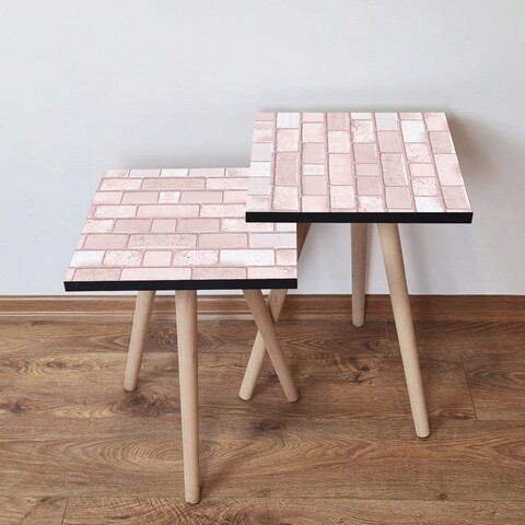 Set masute 2 piese, Hanah Home, 2Shp316, Roz/Alb