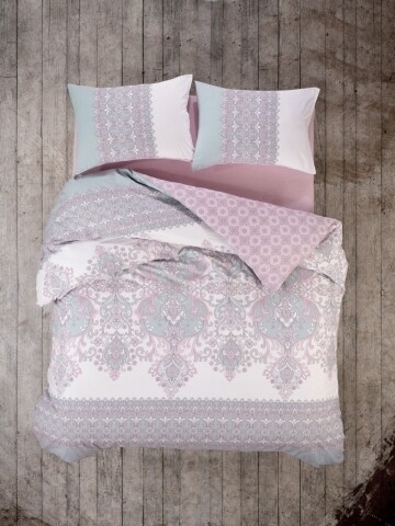 Lenjerie de pat dubla, 4 piese, 100% bumbac ranforce, Cotton Box, Almina