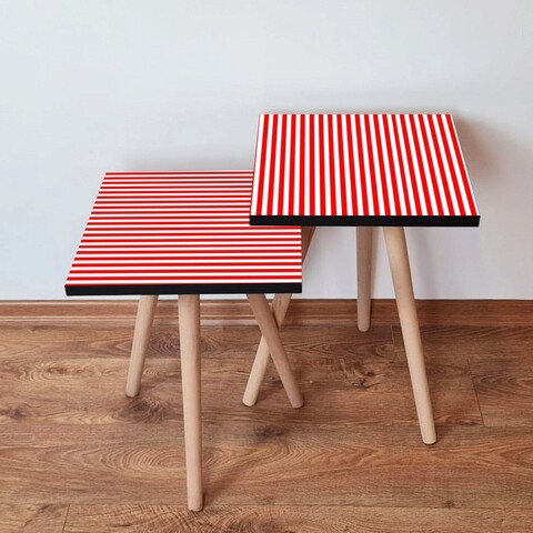 Set masute 2 piese, Hanah Home, 2Shp339, Rosu/Alb