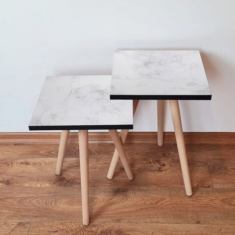 Set masute 2 piese, Hanah Home, 2Shp341, Alb