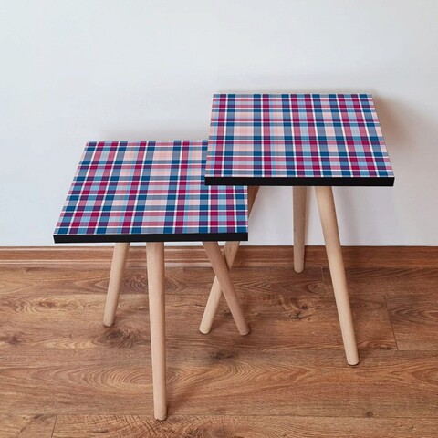 Set masute 2 piese, Leona, 2Shp368, MDF , Bleumarin / Roz / Roz deschis