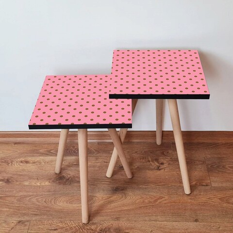 Set masute 2 piese, Leona, 2Shp369, MDF , Roz/Maro