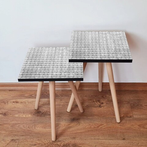 Set masute 2 piese, Leona, 2Shp373, MDF , Gri/Alb