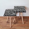 Set masute 2 piese, Leona, 2Shp377, MDF , Alb/Negru