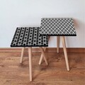 Set masute 2 piese, Leona, 2Shp403, MDF , Alb/Negru