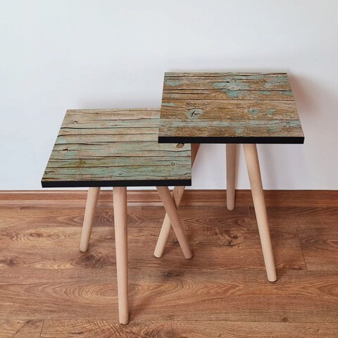 Set masute 2 piese, Leona, 2Shp426, MDF , Verde/Maro