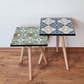 Set masute 2 piese, Leona, 2Shp465, MDF , Verde / Alb / Bleumarin / Bej