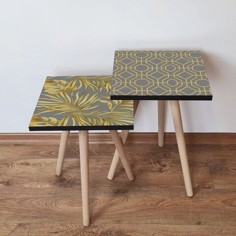 Set masute 2 piese, Hanah Home, 2Shp475, Gri / Auriu