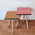 Set masute 2 piese, Leona, 2Shp481, MDF , Verde / Alb / Roșu