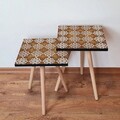 Set masute 2 piese, Leona, 2Shp52, MDF , Alb / Portocaliu