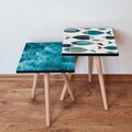 Set masute 2 piese, Leona, 2Shp522, MDF , Albastru / Alb / Verde