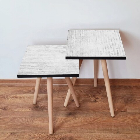 Set masute 2 piese, Leona, 2Shp68, MDF , Alb