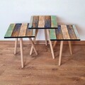 Set masute 3 piese, Hanah Home, 3Shp115, Verde / Bleumarin / Maro / Bej