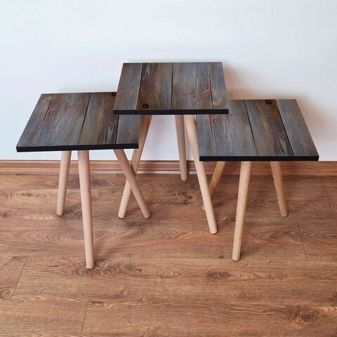 Set masute 3 piese, Hanah Home, 3Shp120, Gri/Maro