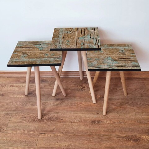 Set masute 3 piese, Hanah Home, 3Shp124, Verde/Maro