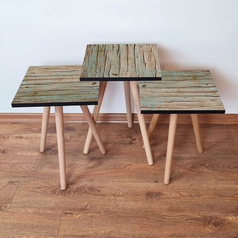 Set masute 3 piese, Hanah Home, 3Shp125, Verde/Maro