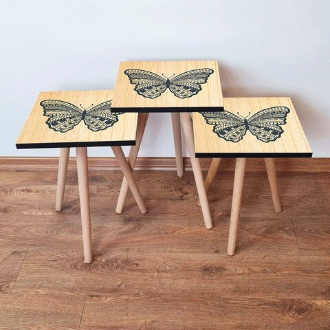 Set masute 3 piese, Hanah Home, 3Shp13, Bej / Antracit