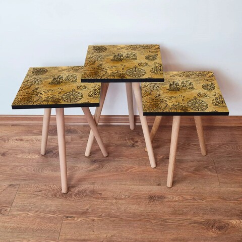 Set masute 3 piese, Leona, 3Shp145, MDF , Camel/Maro